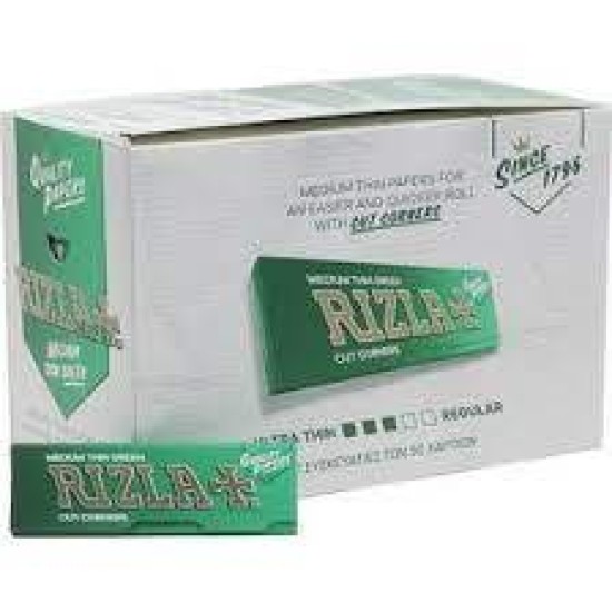 Rizla Medium Thin Green Κουτα Χαρτακια 100 Τεμαχια